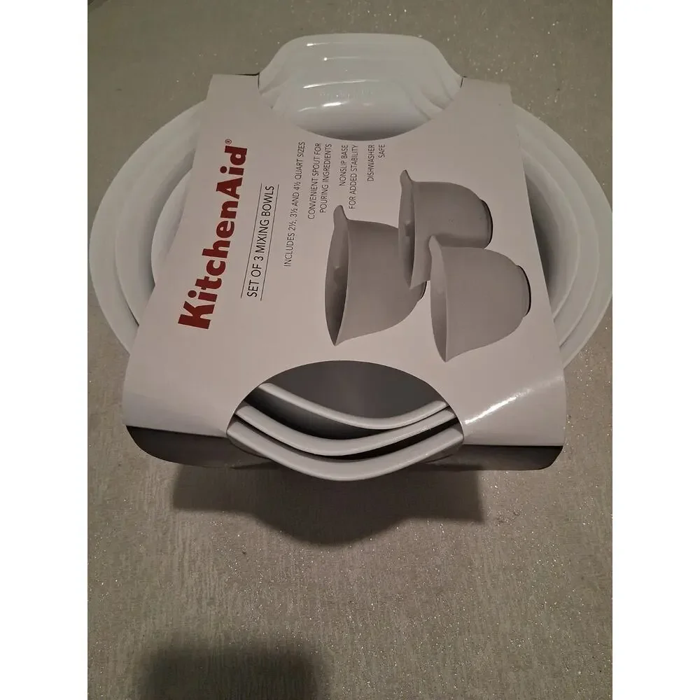 KitchenAid Mixing Bowls Set of 3 New White